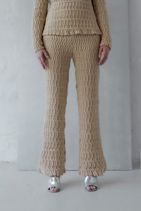 Wave Knit Trousers Straw