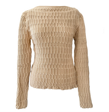 Load image into Gallery viewer, Wave Knit Longsleeve Boatneck STRAW BEIGE