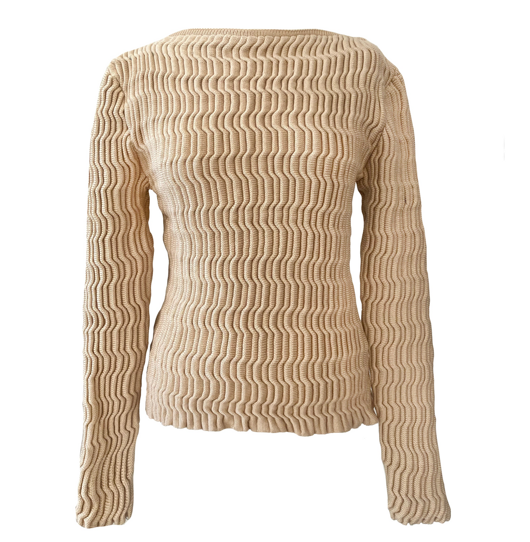 Wave Knit Longsleeve Boatneck STRAW BEIGE