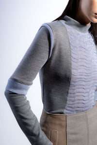 COMBINED WAVE KNIT TURTLENECK