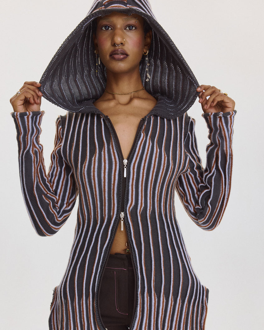 ORGANIC RIB CARDIGAN UMBER