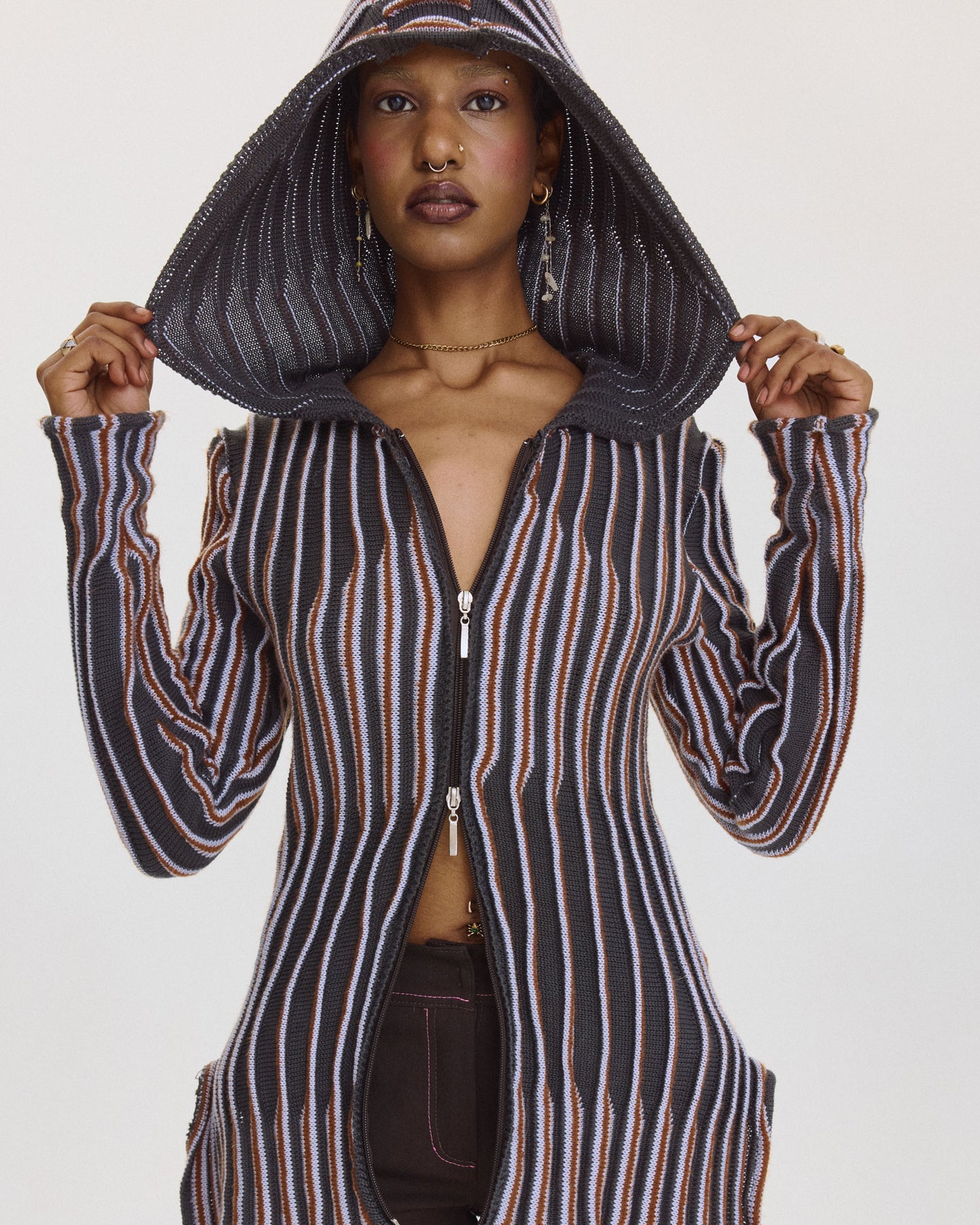 ORGANIC RIB CARDIGAN UMBER