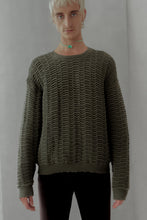 Load image into Gallery viewer, Big Spongy Wave Knit Sweater PINE GREEN