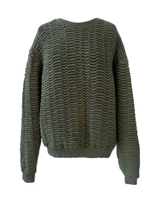 Big Spongy Wave Knit Sweater PINE GREEN