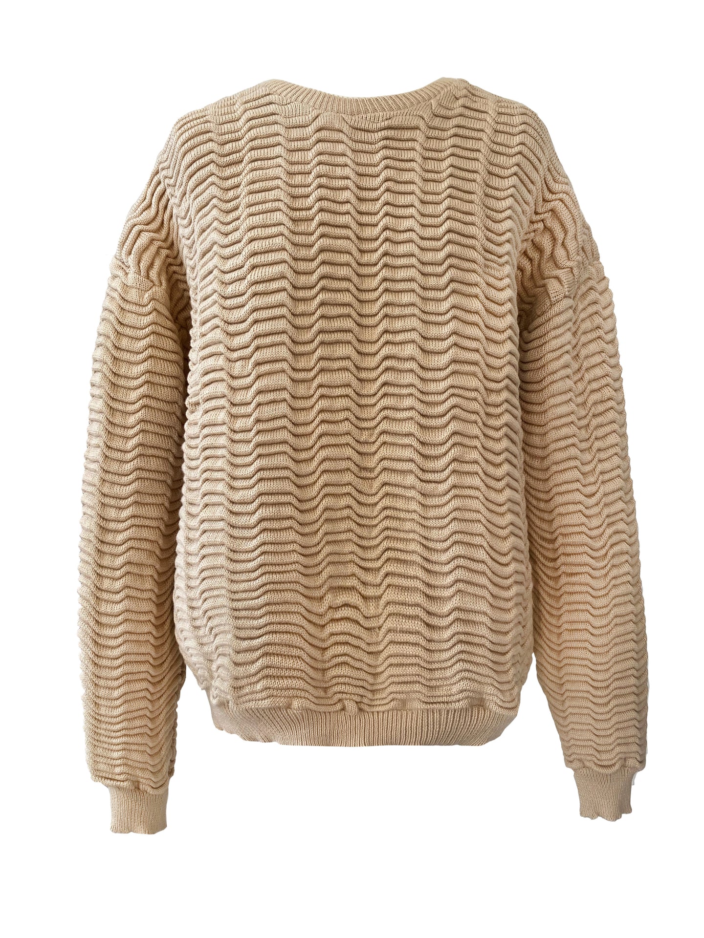 Big Spongy Wave Knit Sweater STRAW
