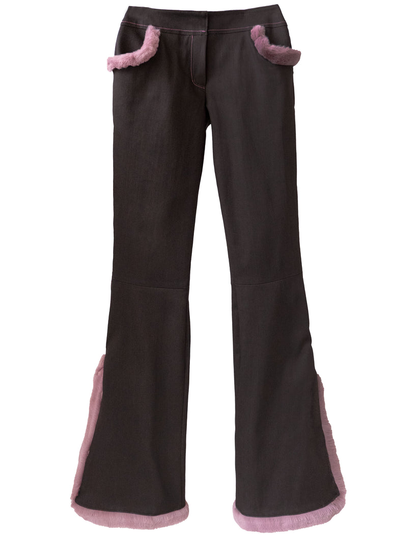 FURRY Denim Pants Brown