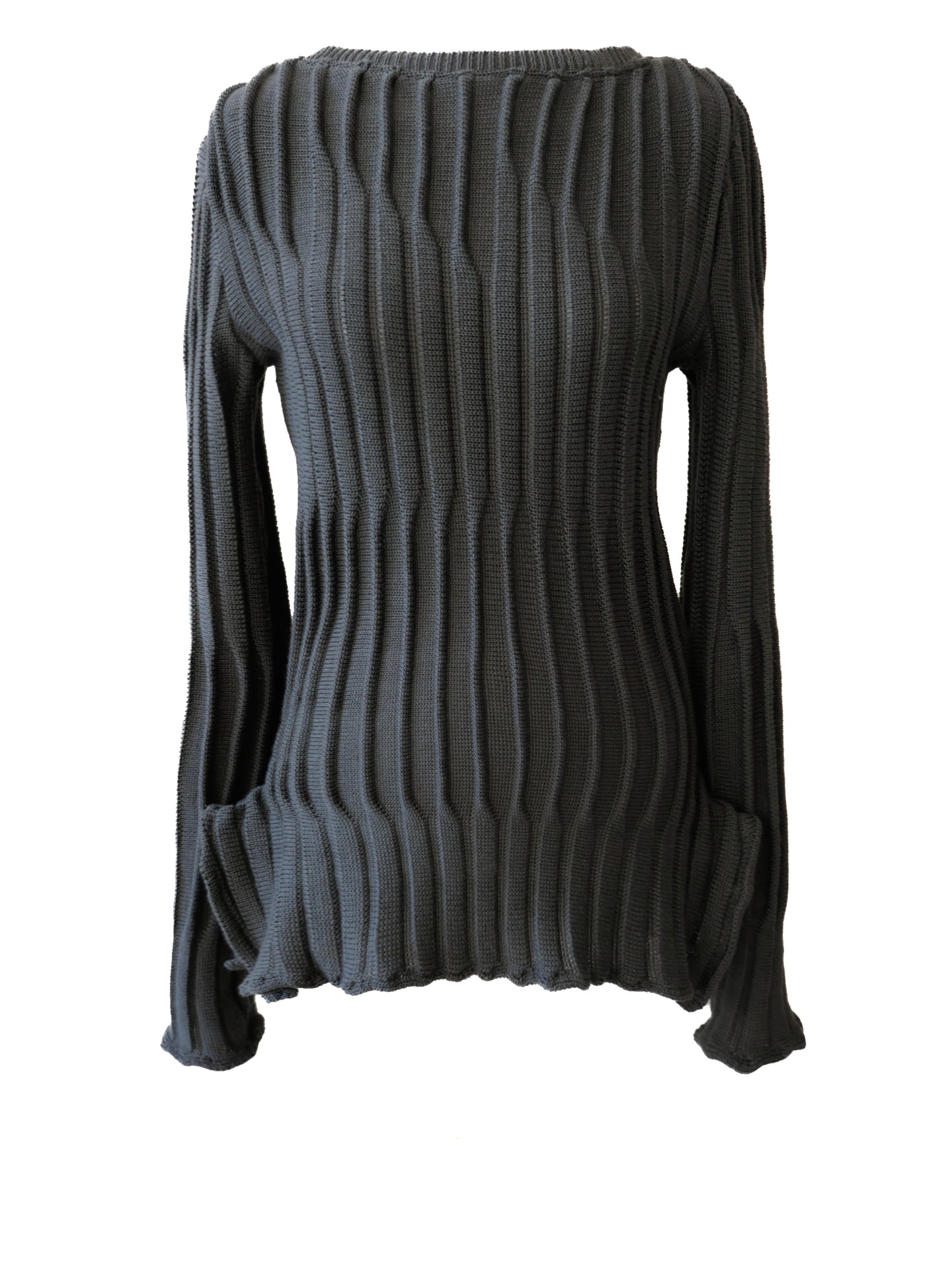 ORGANIC RIB BOATNECK LONG SLEEVE TOP Meteorite