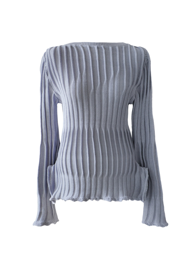 ORGANIC RIB BOATNECK LONG SLEEVE TOP Water