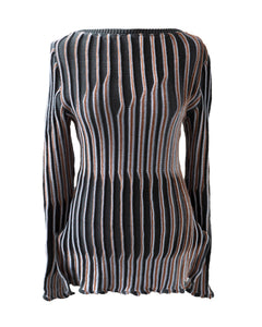Organic rib boatneck long sleeve UMBER