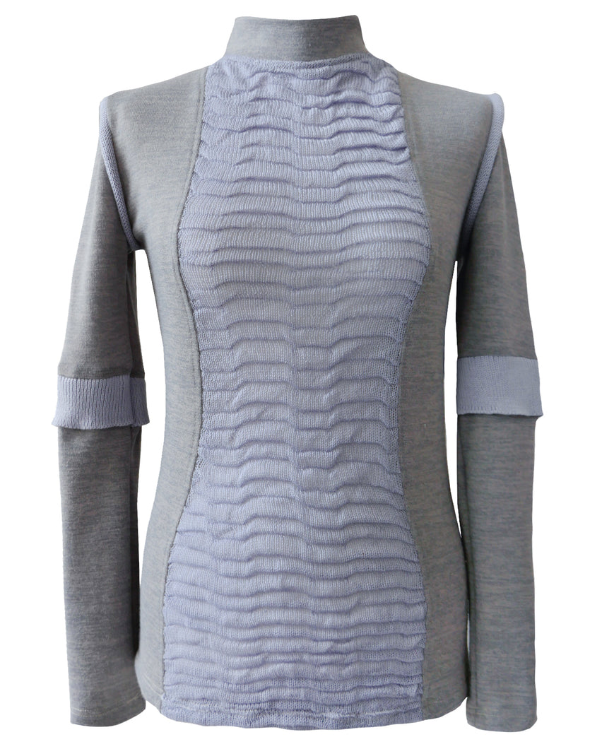 COMBINED WAVE KNIT TURTLENECK