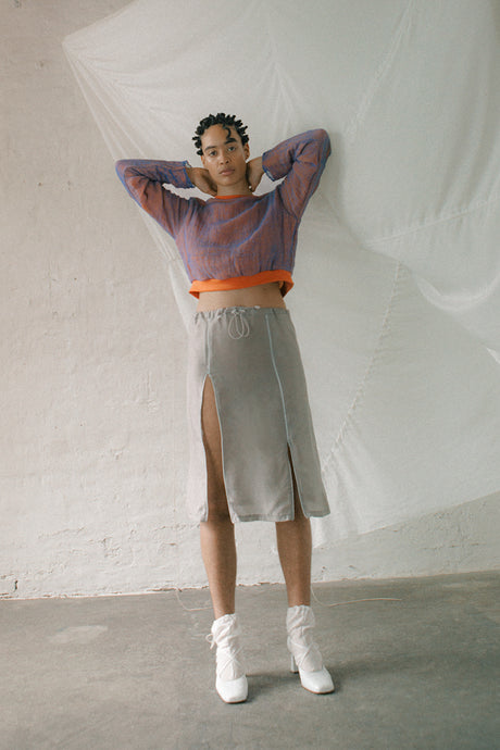 Silk skirt with zippers