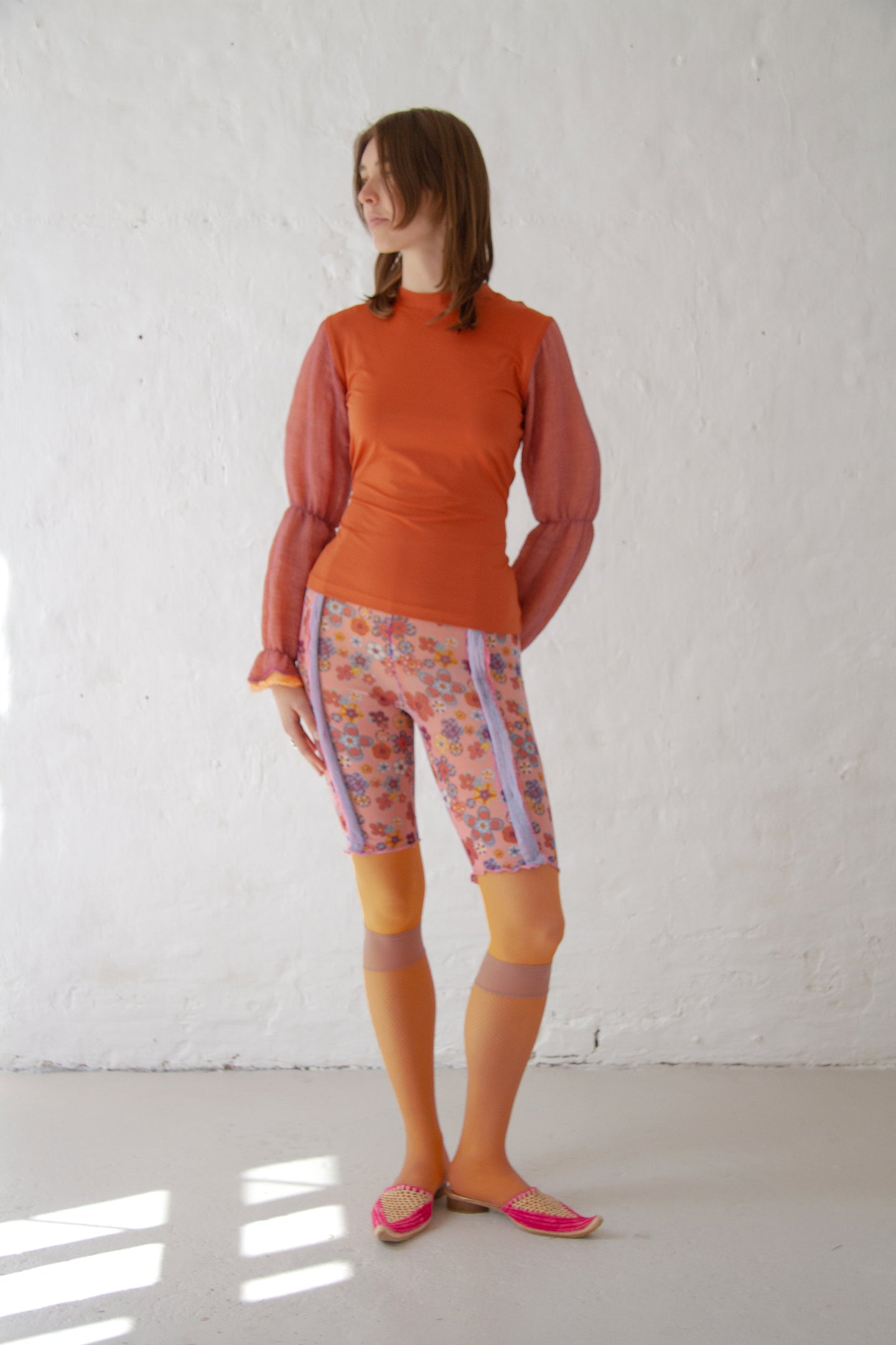 Ruffle Cuff GAUZE Top Rusty